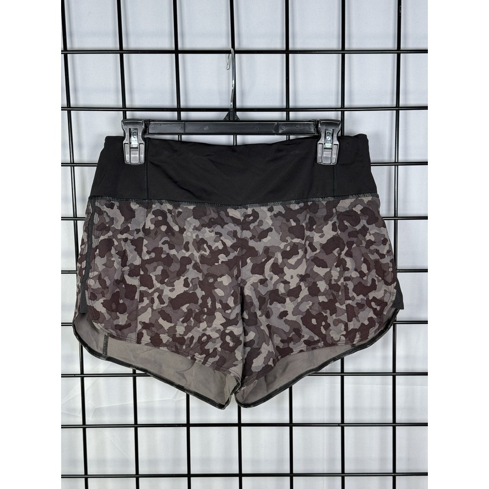 Athleta Running Free Printed Short‎ 3.5 Womens S Black Gray Camo Activewear Gym